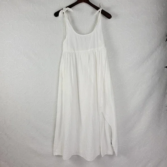 american eagle white midi dress AE Denim Bow Strap Midi Dress